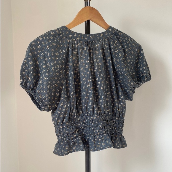 Madewell Green Smocked Blouse - Picture 3 of 3